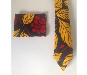 Afrikanische Stoff Krawatte + Einstecktuch | JB-01 |