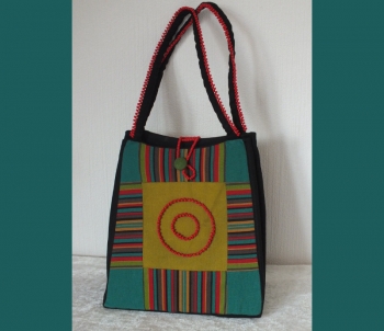Handtasche aus Stoff und Perlen genht | handmade aus Sdafrika